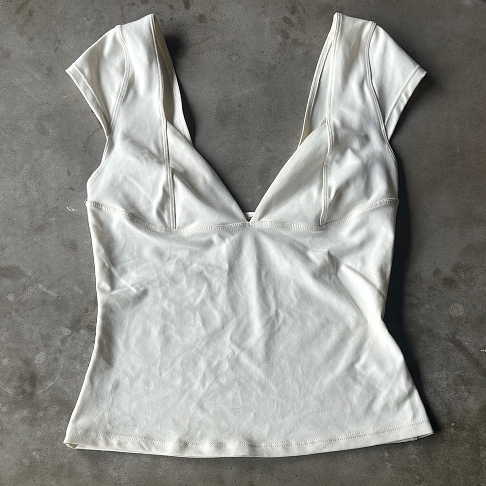 Free People White Short Sleeve Tee